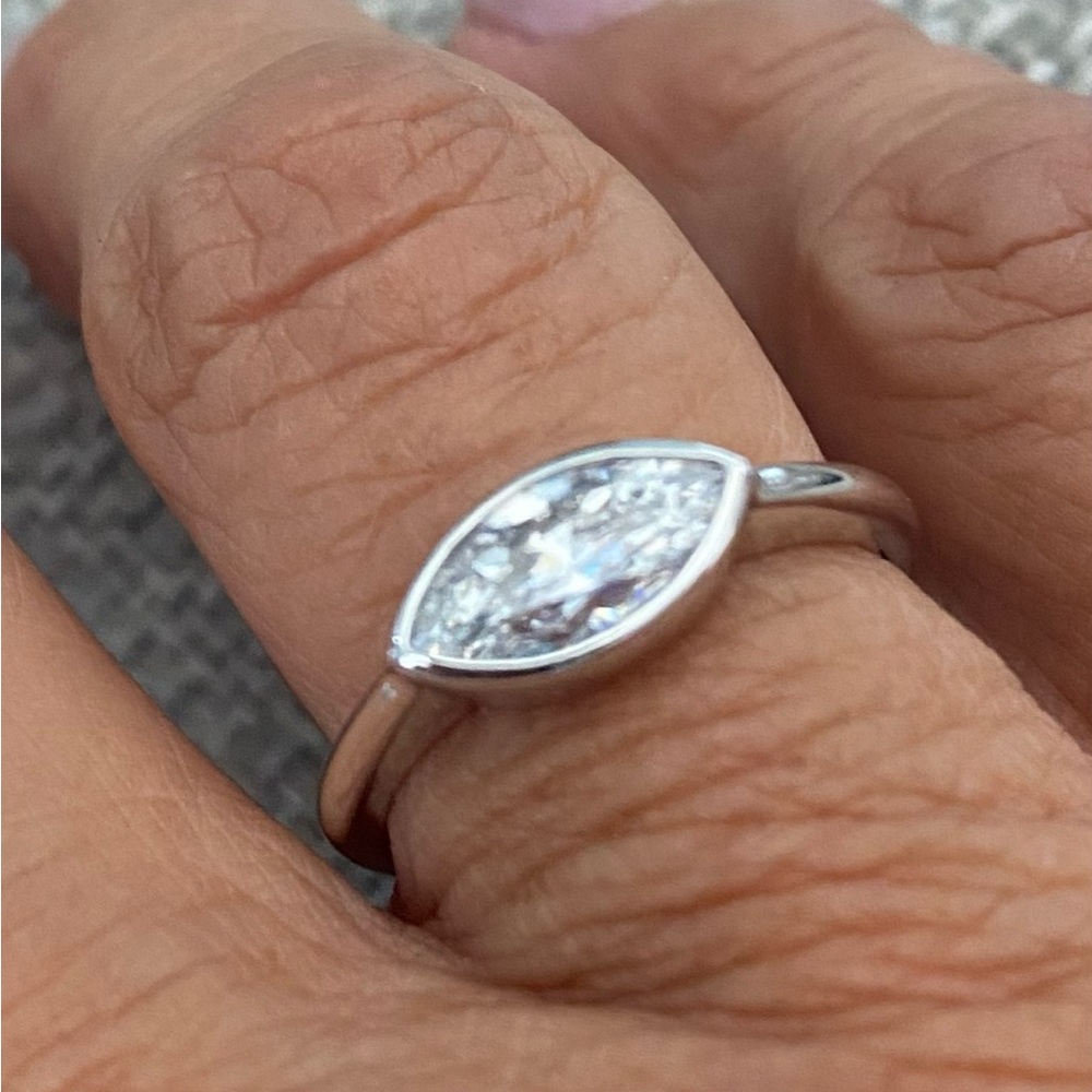 Lafonn Platinum sterling silver Marquise cut ring
